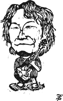 遠山八音 似顔絵イラスト(ギターを抱えた線画)